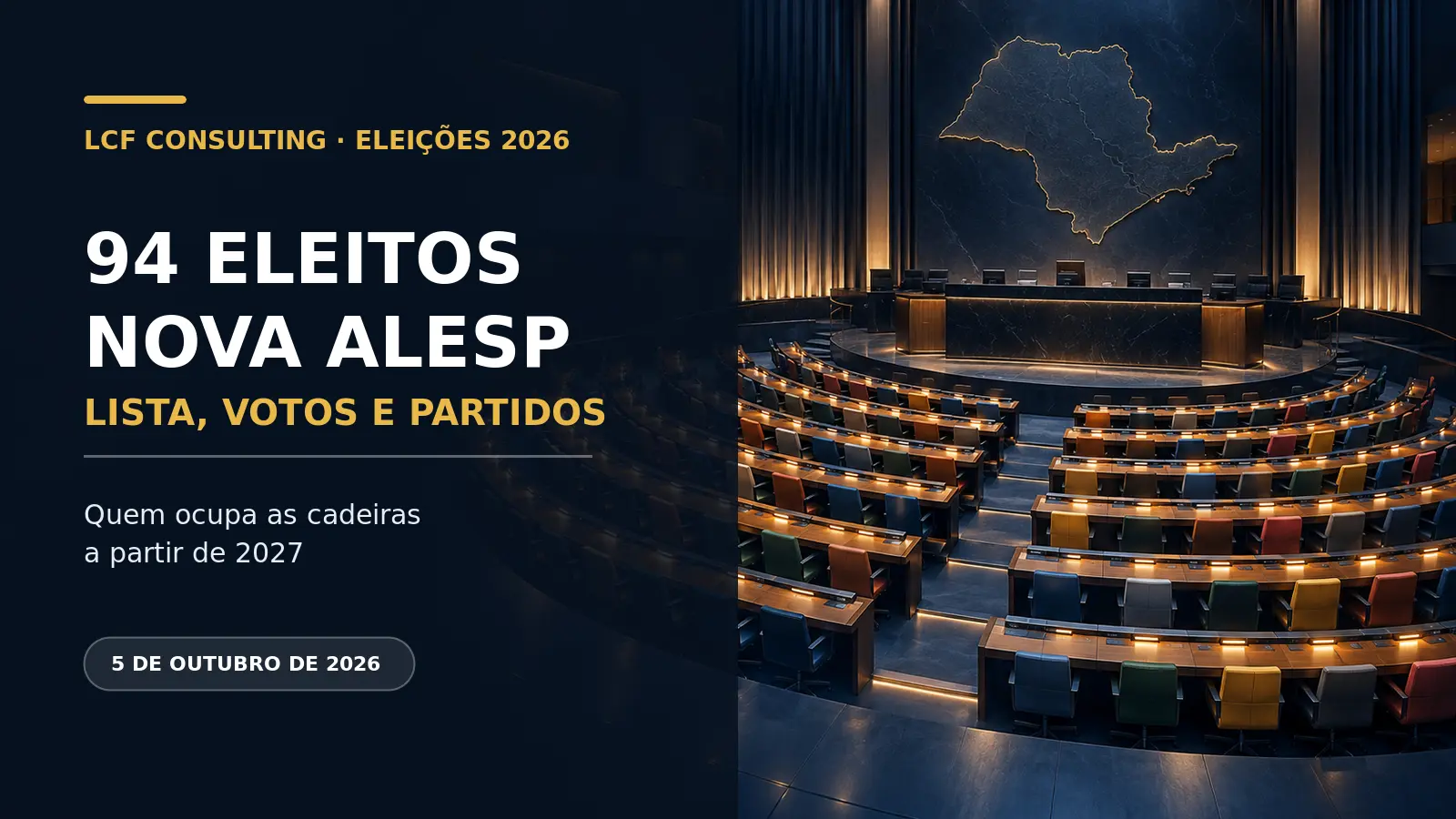 Nova composição da Alesp com 94 deputados estaduais eleitos em 2026