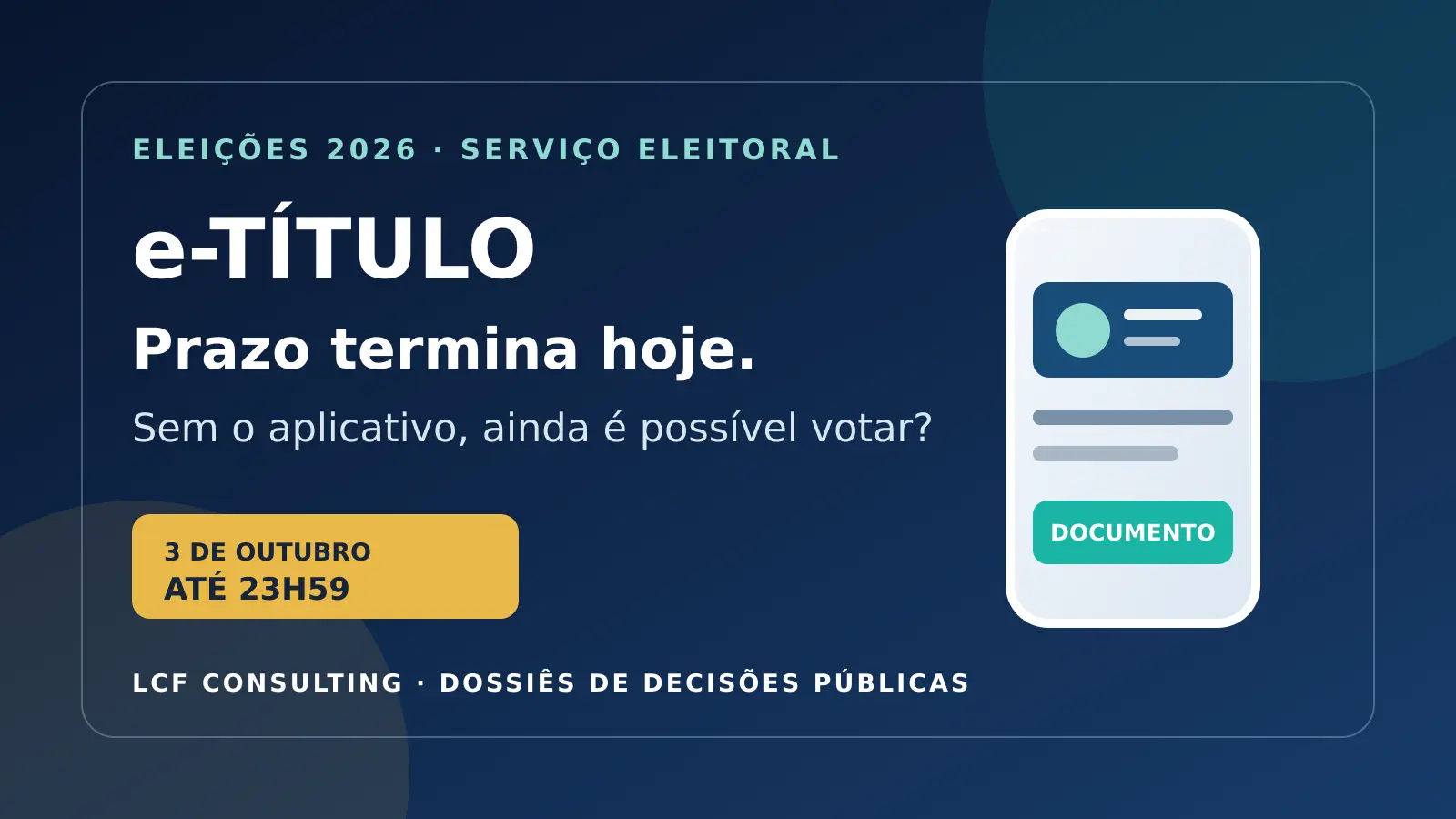 Prazo do e-Título em 3 de outubro de 2026